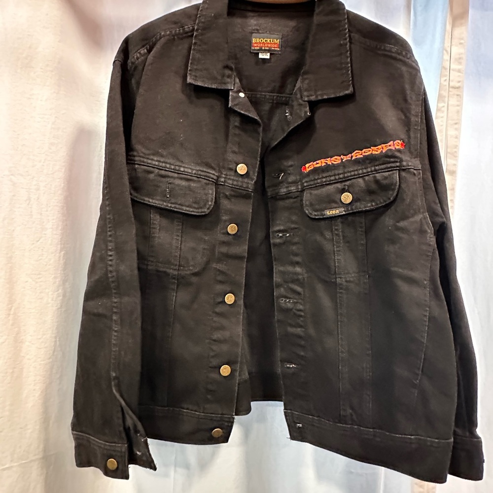 Lee Black Denim Jacket with Red Embroidery